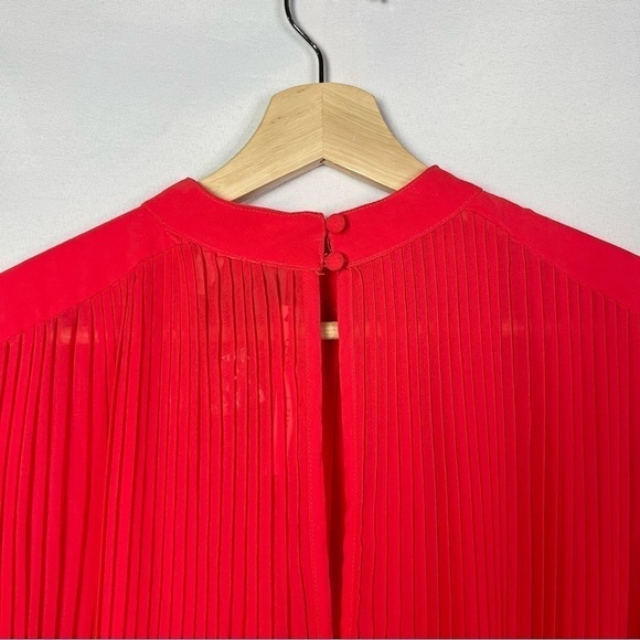ASOS Tall Red Pleated Trapeze Tie Sleeve Mini Dress 2 - Picture 5 of 5